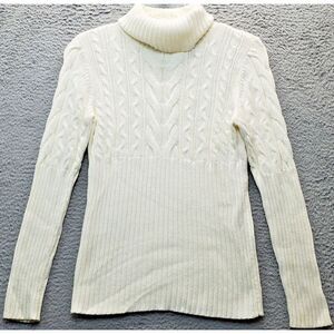 Axcess Sweater‎ Womens Medium Tan Cable Knit Long Sleeve Turtle Neck Pullover